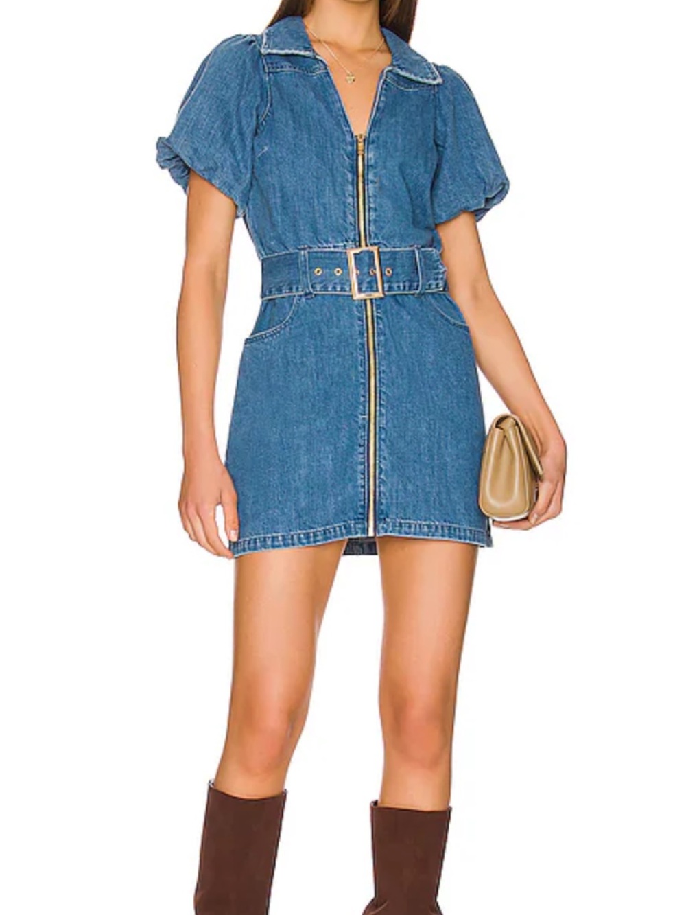 Show Me Your MuMu Oxford Mini Dress in Stormy Blue